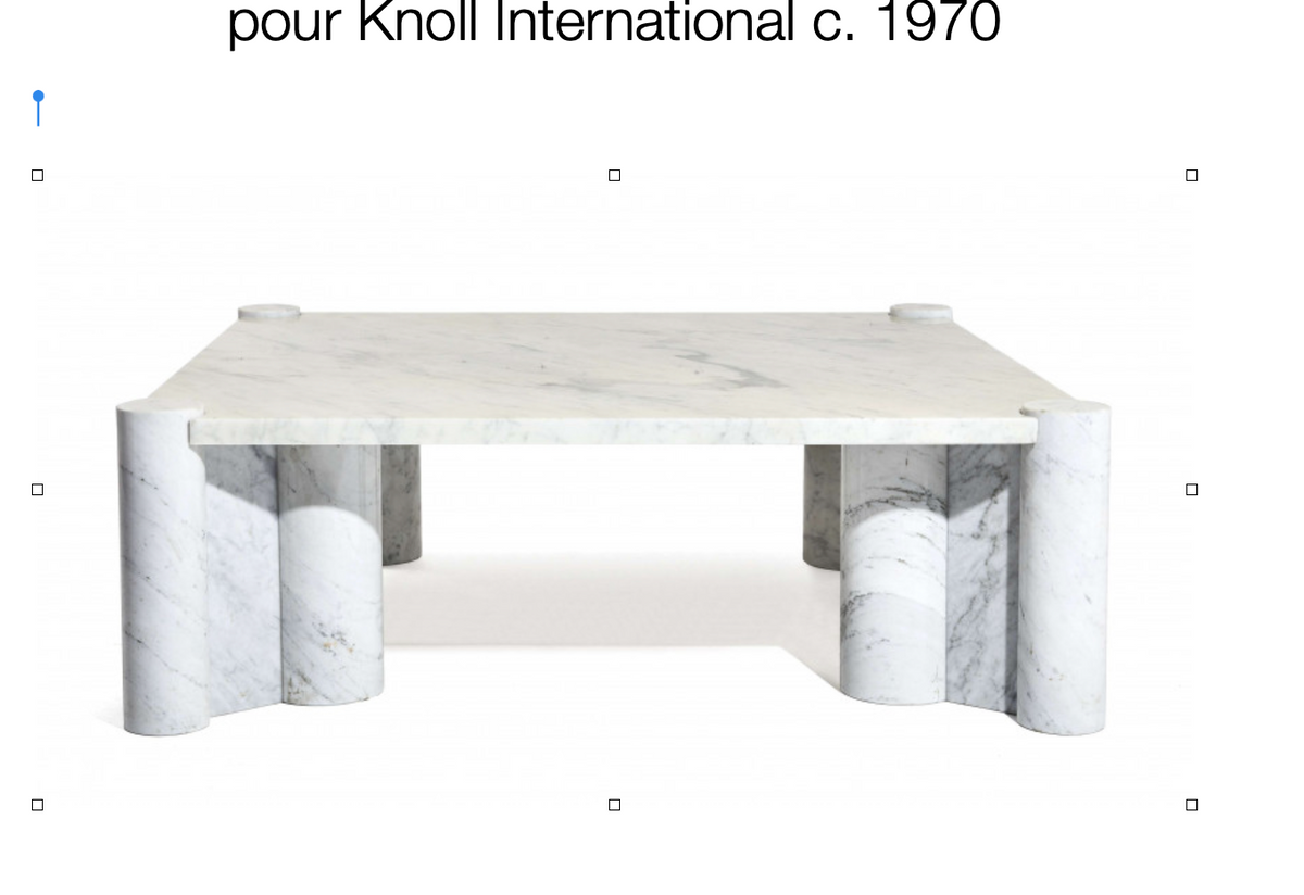 Table Jumbo de Gae Aulenti en marbre pour Knoll International – vue d'ensemble – Galerie 90