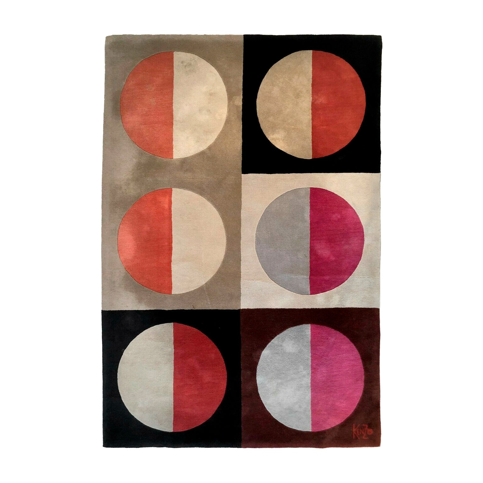 Tapis cinétique « Bluna » de Kenzo, c.1980 – le tapis à plat – Galerie 90