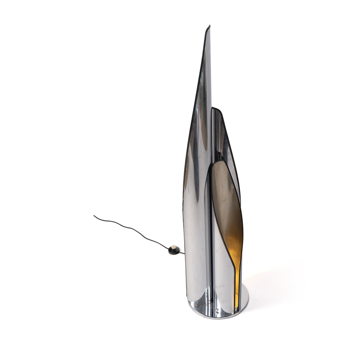 Lampadaire en acier inoxydable poli, Italie, c.1970 – allumé, la fente de lumière – Galerie 90