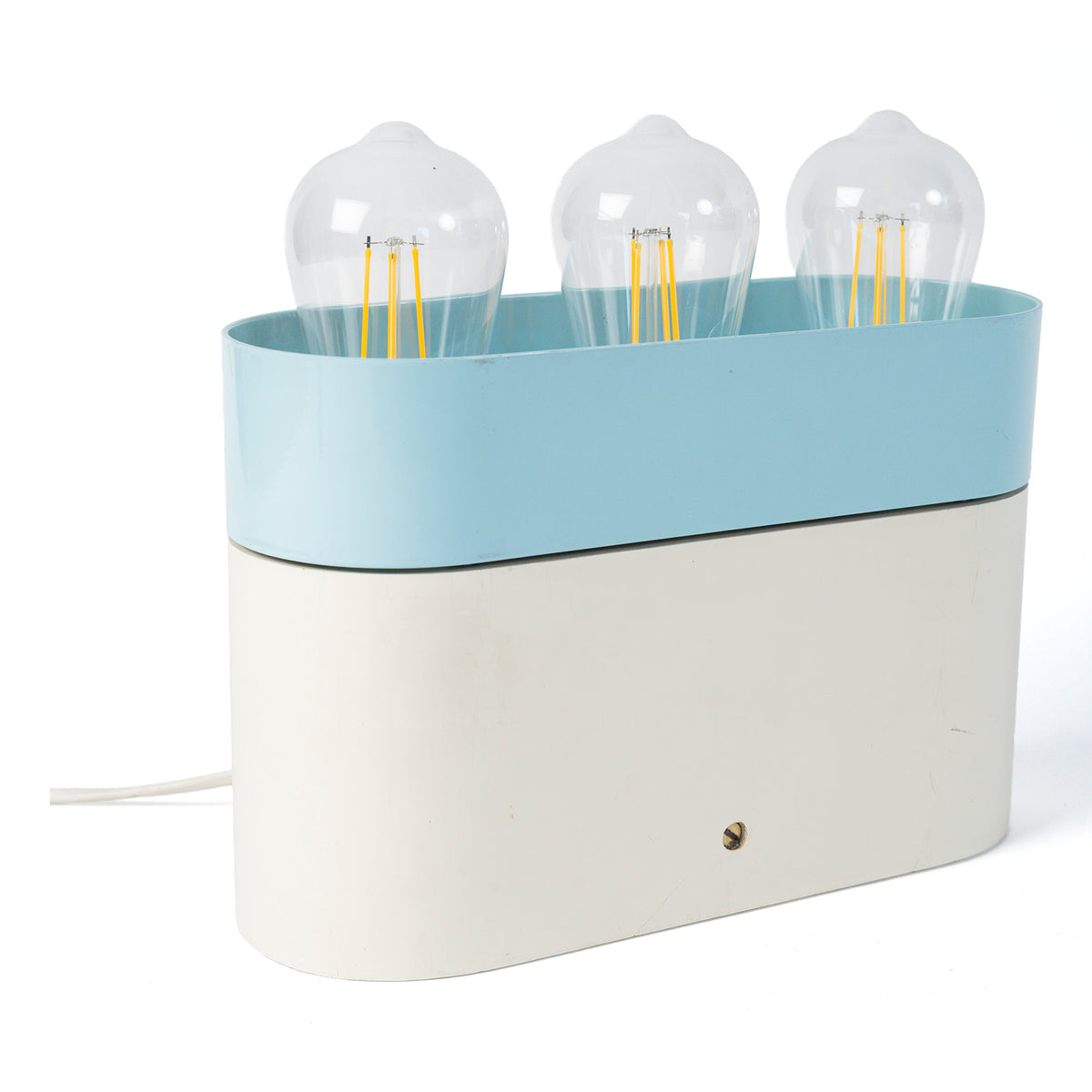 Lampe de table dite transistor, Italie, 1980, bois et métal laqués — trois-quarts