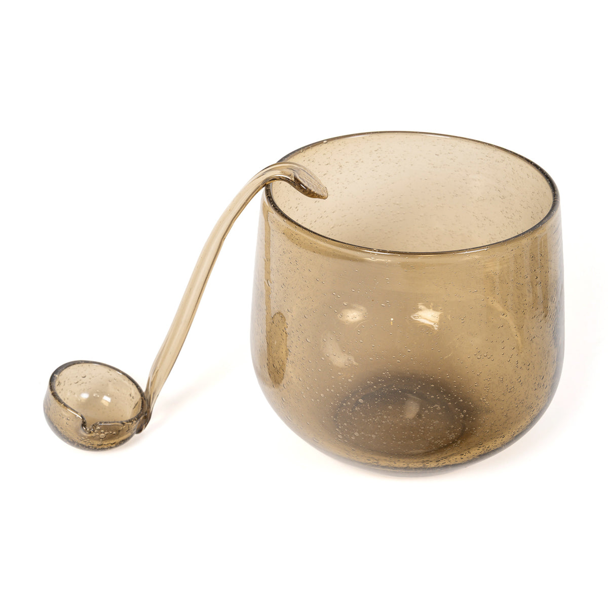 Service à orangeade en verre bullé de la Verrerie de Biot, c.1970 – la coupe et sa louche, second angle – Galerie 90