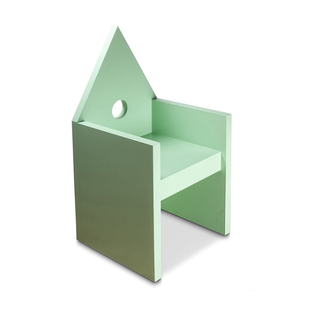 Chaise Vescovina de Lanfranco Benvenuti pour Meccani, 1985, frêne teinté vert — trois-quarts arrière