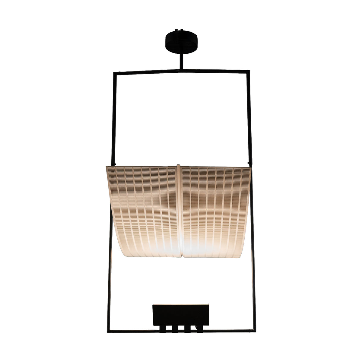 Suspension Zefiro de Mario Botta pour Artemide, 1988 — de face, ossature tubulaire noire